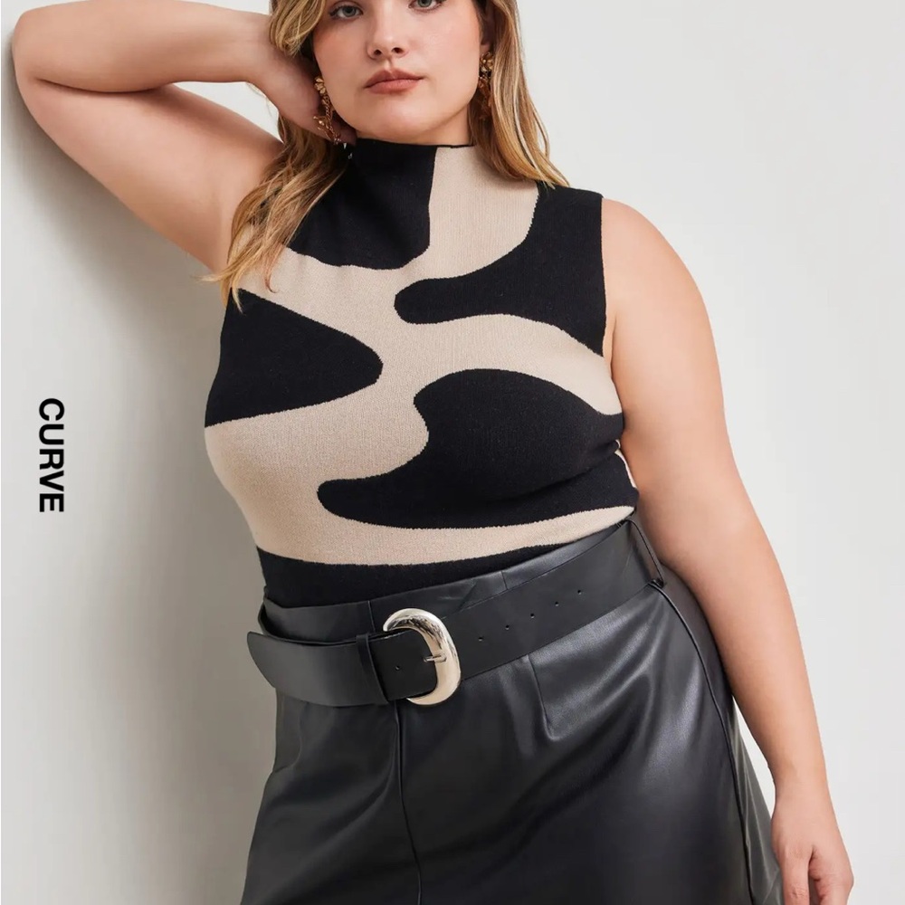 Cider Curve Zebra Knit Sleeve Crop Shirt
